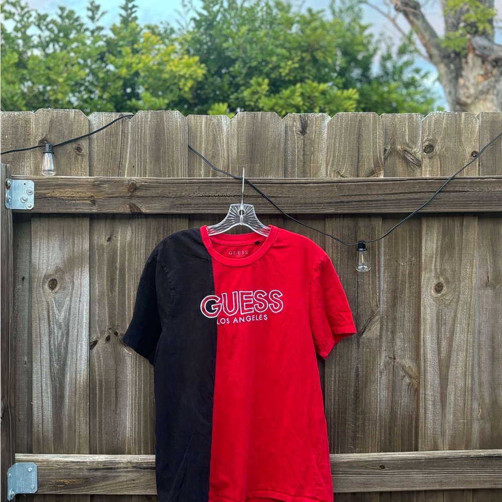 Guess Two-Tone Red and Black Tee